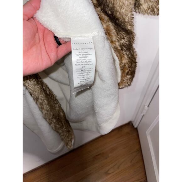 Faux Fur Ombre Robe Caramel Trim Size: M - Picture 3 of 6